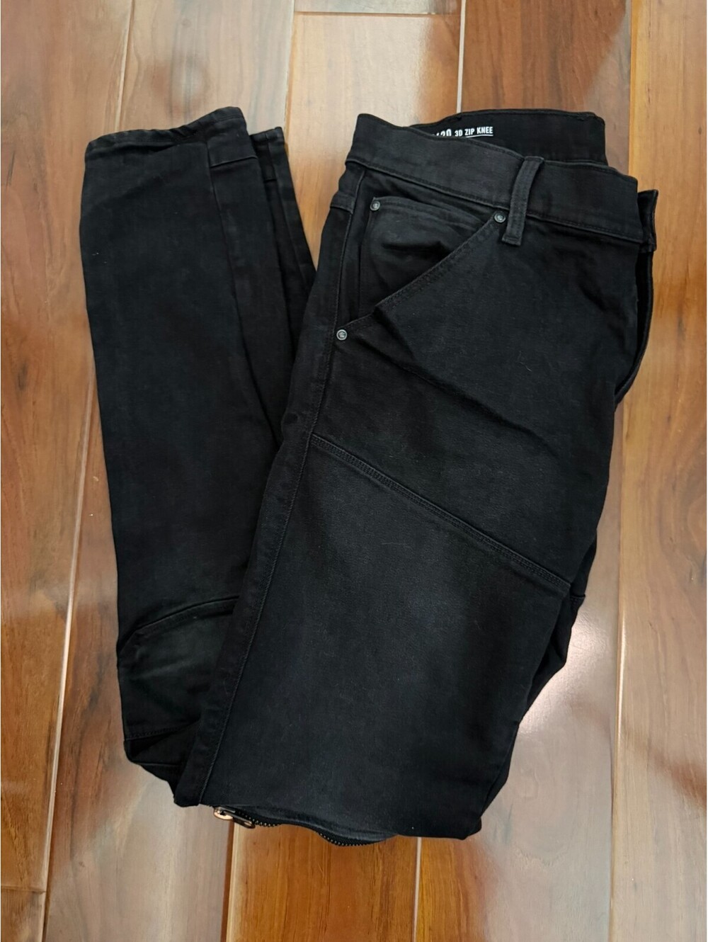 G Star RAW Jeans Mens 34x34 Black Slim 5620 3D Zip Double Knee Denim Moto Pants